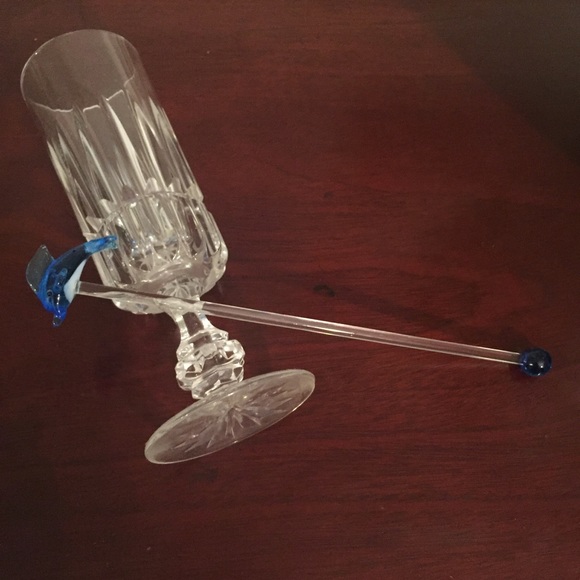 Hand Blown Glass Dolphin Cocktail Stir Stick - Picture 2 of 4